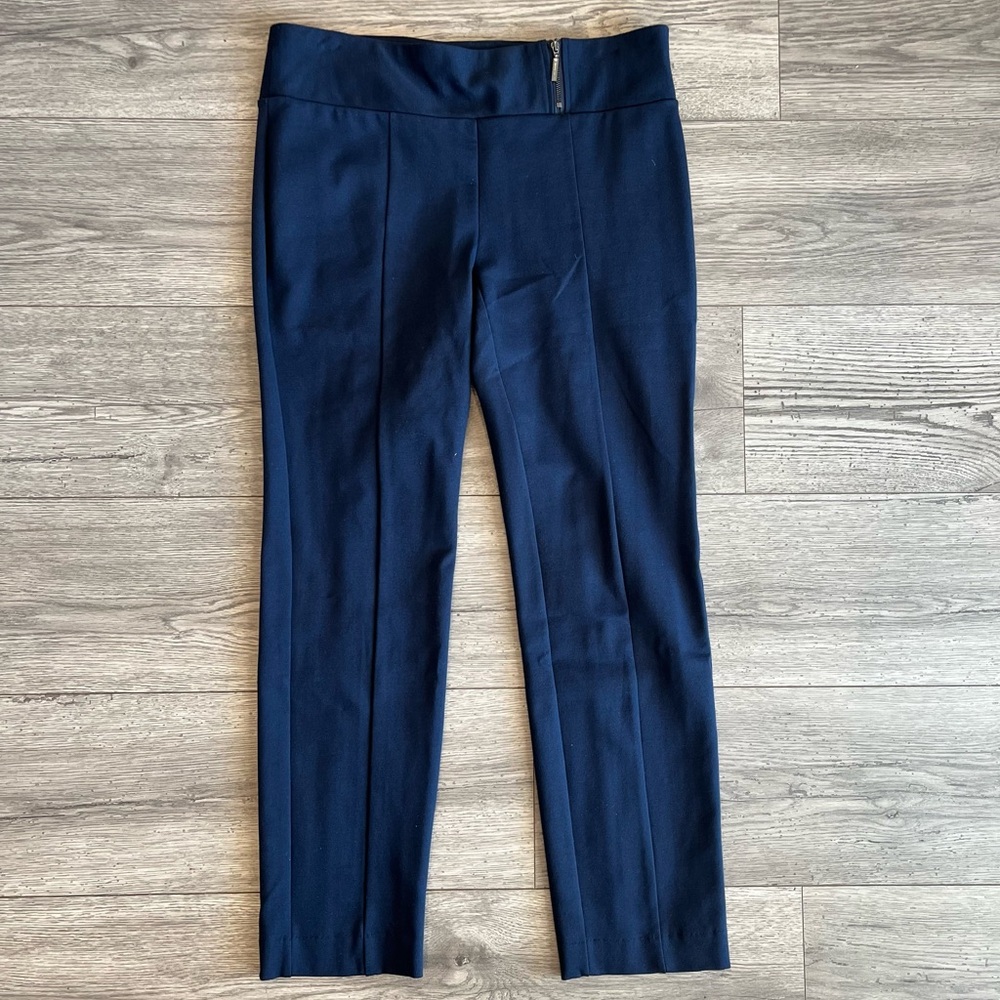 Alfani Womens Stretch Straight Leg Pull-on Pant Navy Blue 8 Petite Control Panel